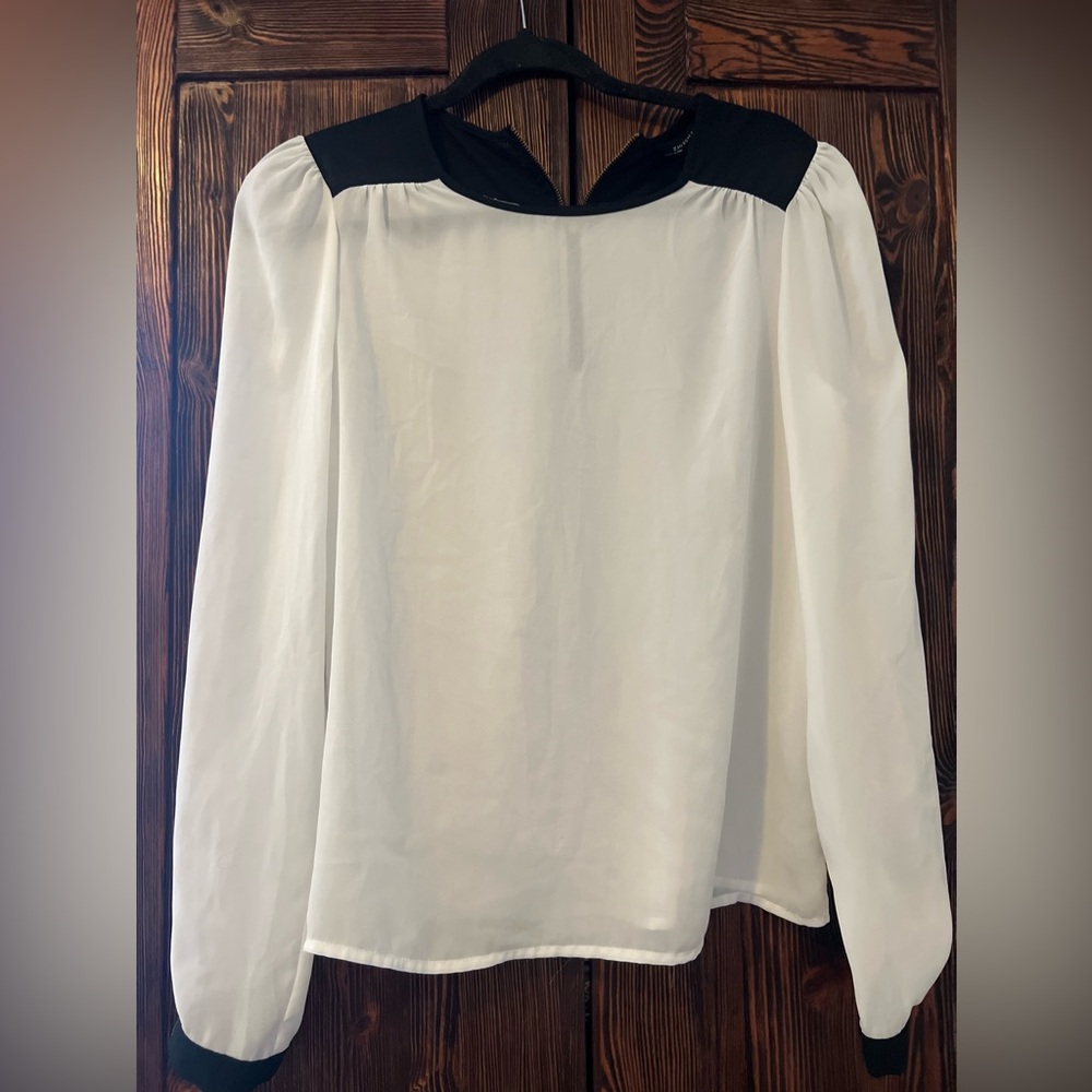 Zara Black and White Sheer Blouse